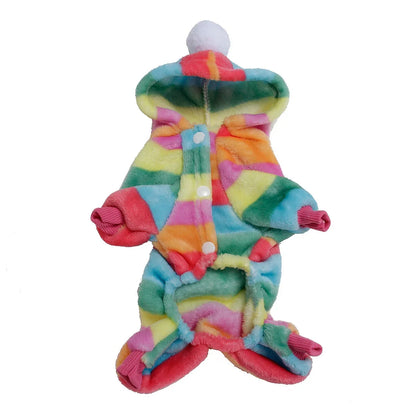 Pet Clothes Flannel Dog Costume Dog Cold Weather Coats Cat Apparel Soft Flannel Doggie Jumpsuit Clothes Pet Four Legged Pajamas