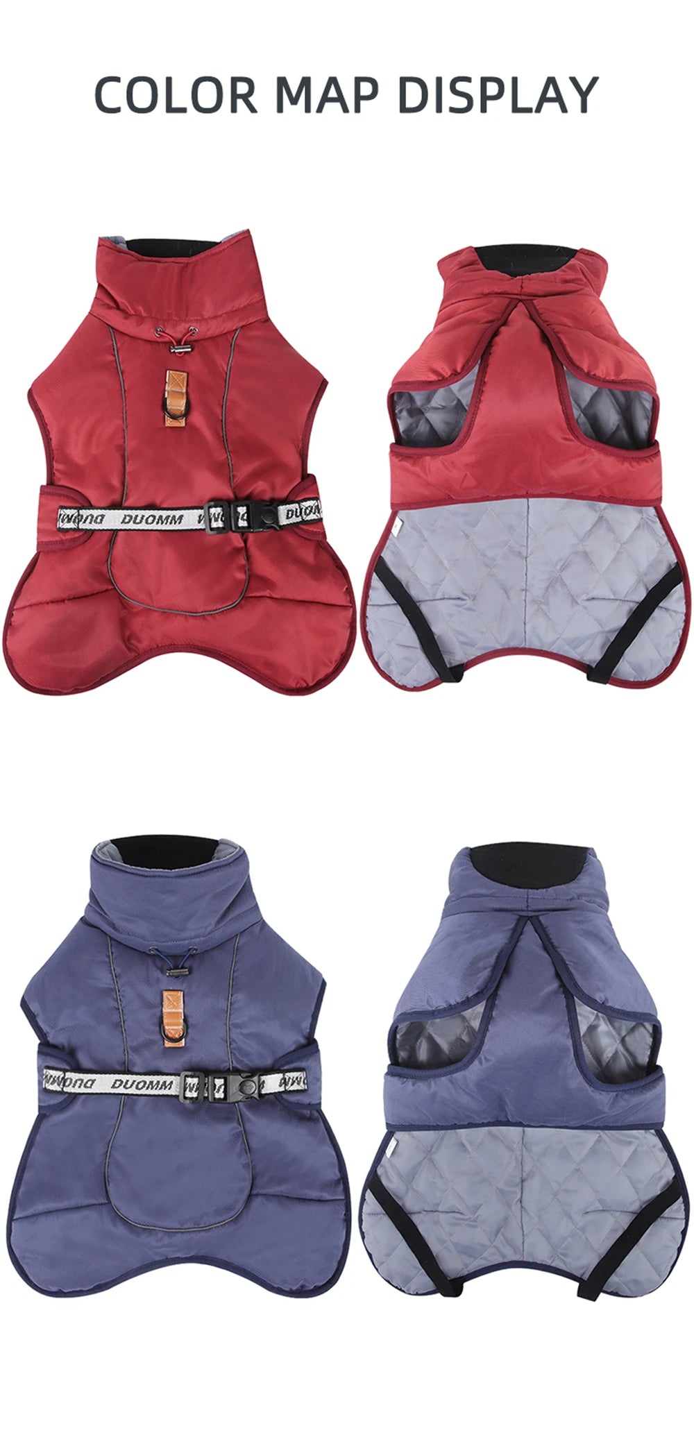 Winter Warm Dog Clothes For Medium Large Dogs Reflective Windproof Pet Thicken Down Jacket Labrador French Bulldog Coat Outfits