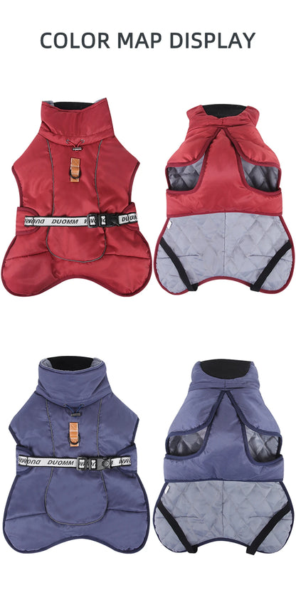 Winter Warm Dog Clothes For Medium Large Dogs Reflective Windproof Pet Thicken Down Jacket Labrador French Bulldog Coat Outfits