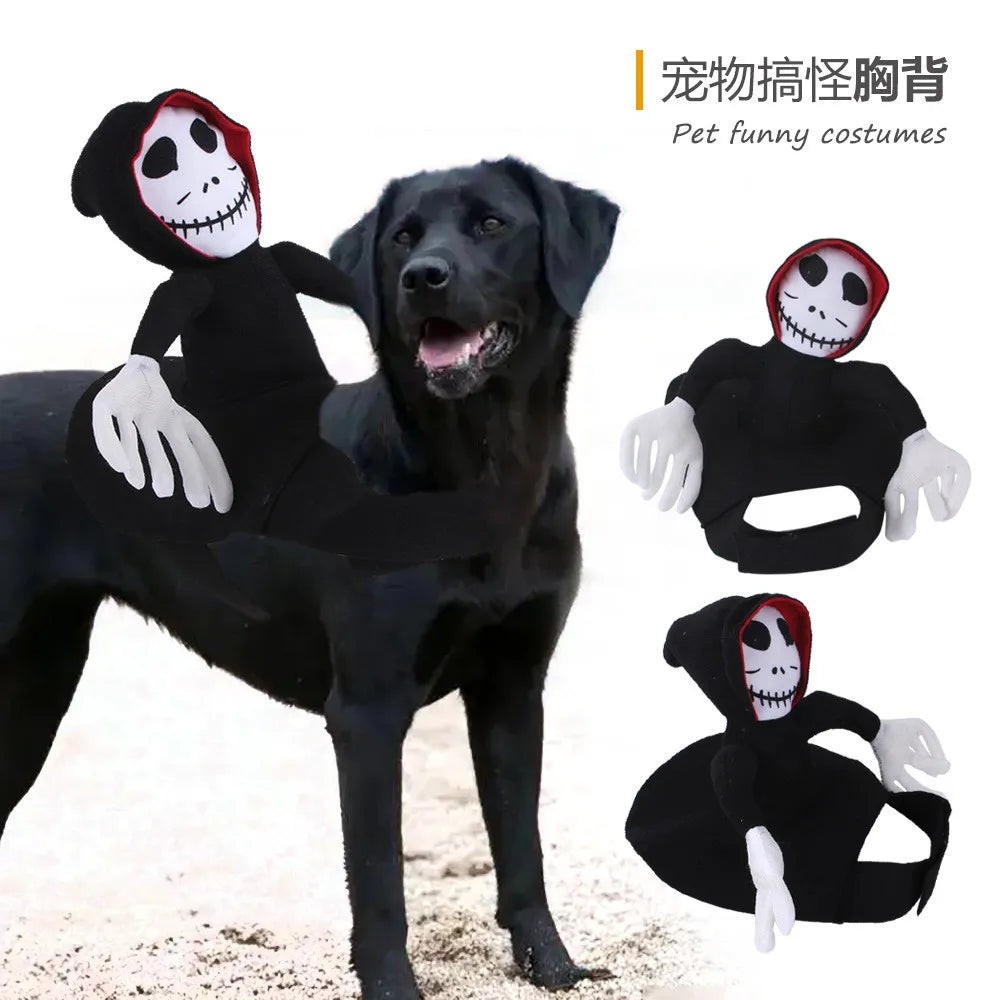 Halloween Pet Cosplay Costume Scary Doll Horseback Riding Outfit Dog Cat Spooky Pet Halloween Attire Dress Up Party Dog Vest