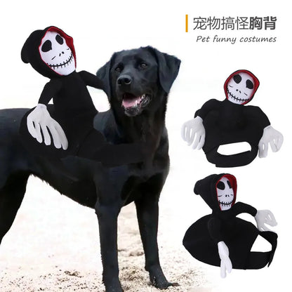 Halloween Pet Cosplay Costume Scary Doll Horseback Riding Outfit Dog Cat Spooky Pet Halloween Attire Dress Up Party Dog Vest