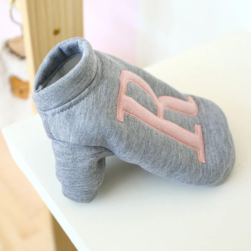 Clothes for Small Dogs Teddy than Bear Dog Clothes Autumn and Winter New Add Velvet Warm Warm Letter R Hoodie