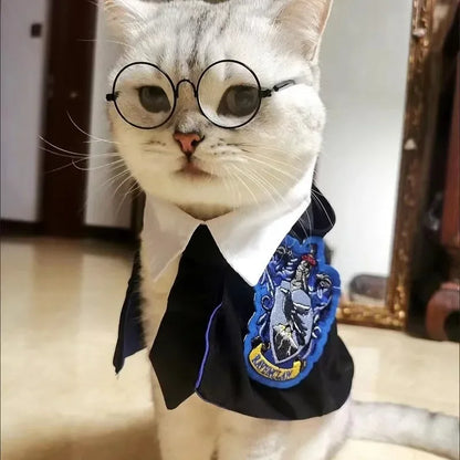 Cosplay Dogs Cloak Cape Magic Academy British Dogs Cloak Cos Embroidery Teddy Small Cat Pet Clothes Winter Fashion Pets Supplies