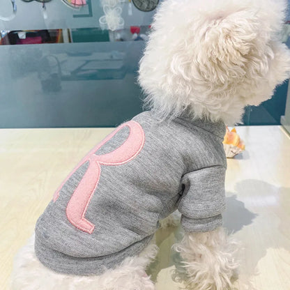 Clothes for Small Dogs Teddy than Bear Dog Clothes Autumn and Winter New Add Velvet Warm Warm Letter R Hoodie