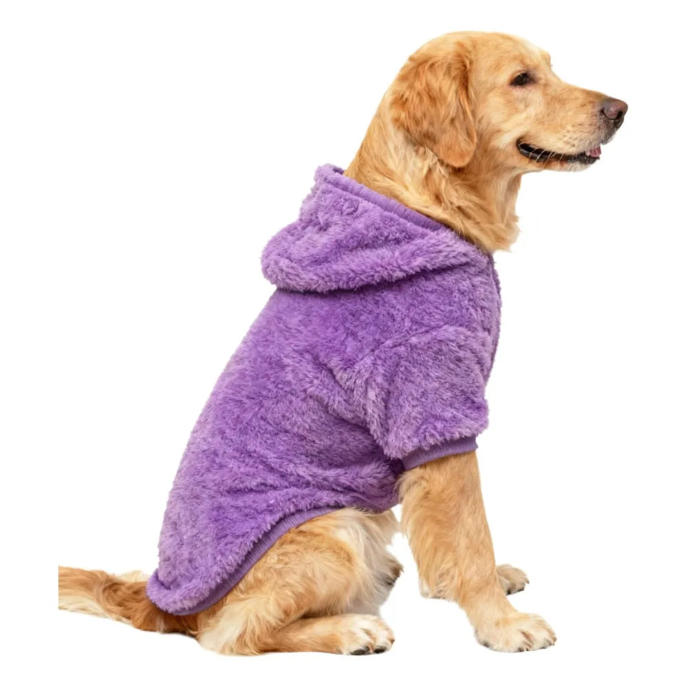 Winter Pet Dog Clothes Fleece Warm Hoodie For Medium Large Dogs Soft Dog Plush Outdoor Coat Labrador Golden Retriever Clothing