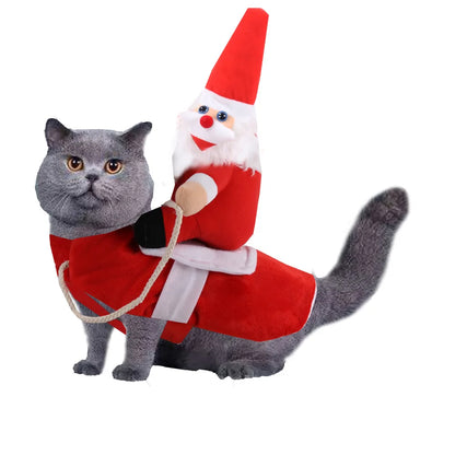 NONOR Dog Cat Christmas Costume Santa Claus Riding Pet Cosplay Clothes Christmas Party Design Spoof Clothes for Big Small Dog