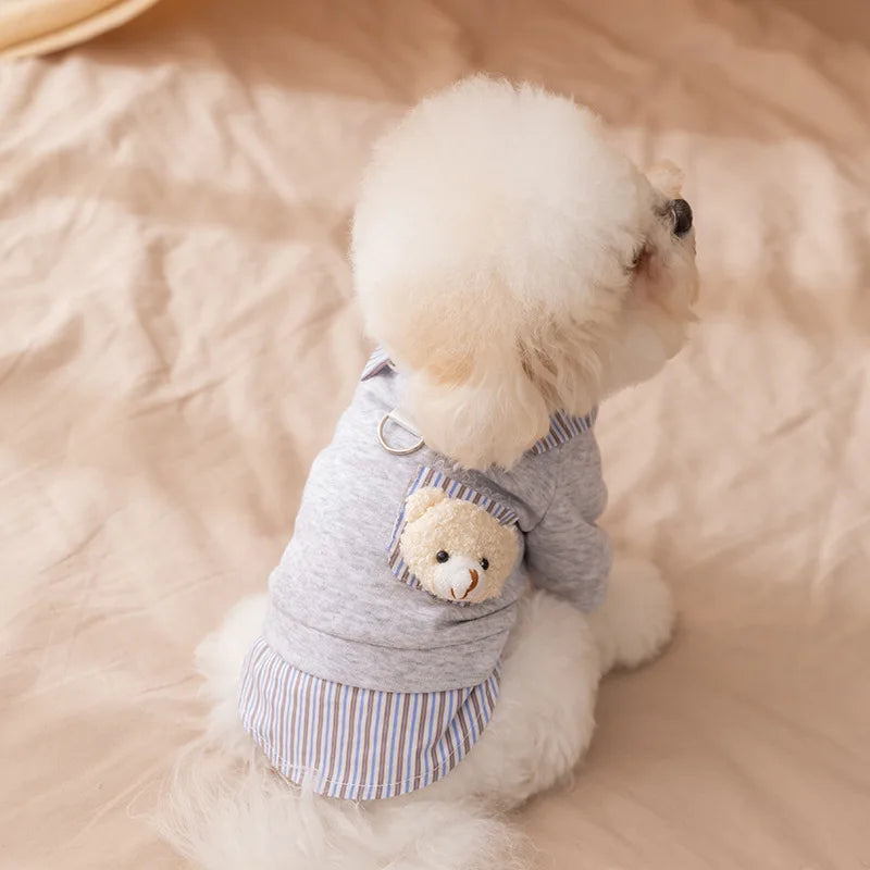 Dog Clothes 2025 Cute Bear Puppy Hoodies Autumn Winter Warm Coat Polo Shirts Cat Clothing Chihuhua Bichon Apparels Dog Pullover