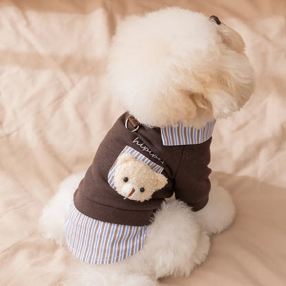 Dog Clothes 2025 Cute Bear Puppy Hoodies Autumn Winter Warm Coat Polo Shirts Cat Clothing Chihuhua Bichon Apparels Dog Pullover
