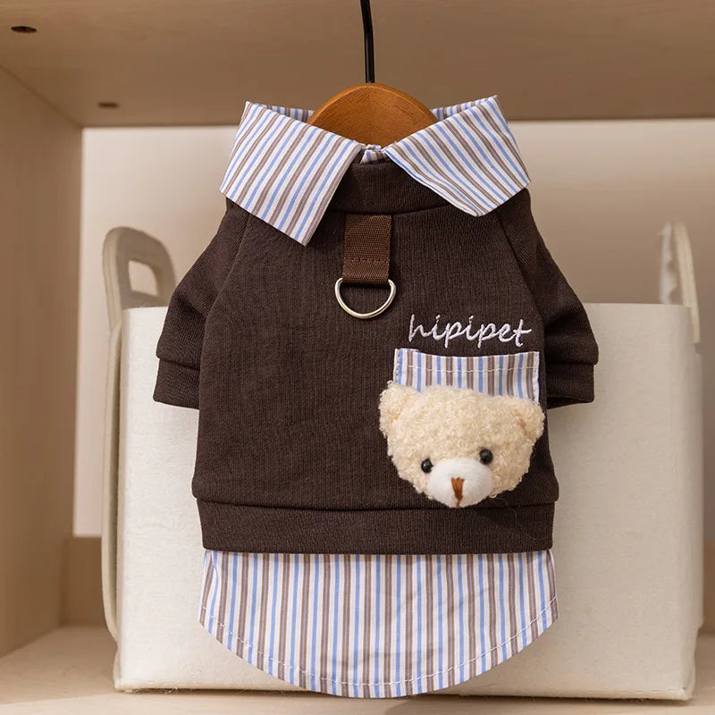 Dog Clothes 2025 Cute Bear Puppy Hoodies Autumn Winter Warm Coat Polo Shirts Cat Clothing Chihuhua Bichon Apparels Dog Pullover
