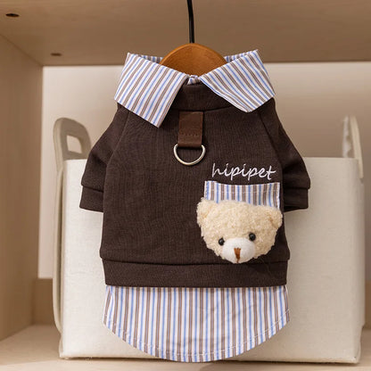 Dog Clothes 2025 Cute Bear Puppy Hoodies Autumn Winter Warm Coat Polo Shirts Cat Clothing Chihuhua Bichon Apparels Dog Pullover