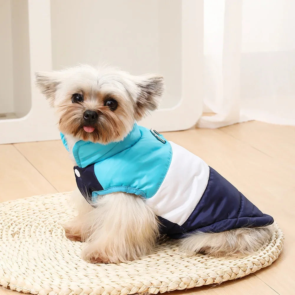Windproof Dog Clothes  Color-blocking Puppy Coat  Winter Small Dogs Costumes Cats Clothing D-ring Yorkshire Pug Pet Outfits