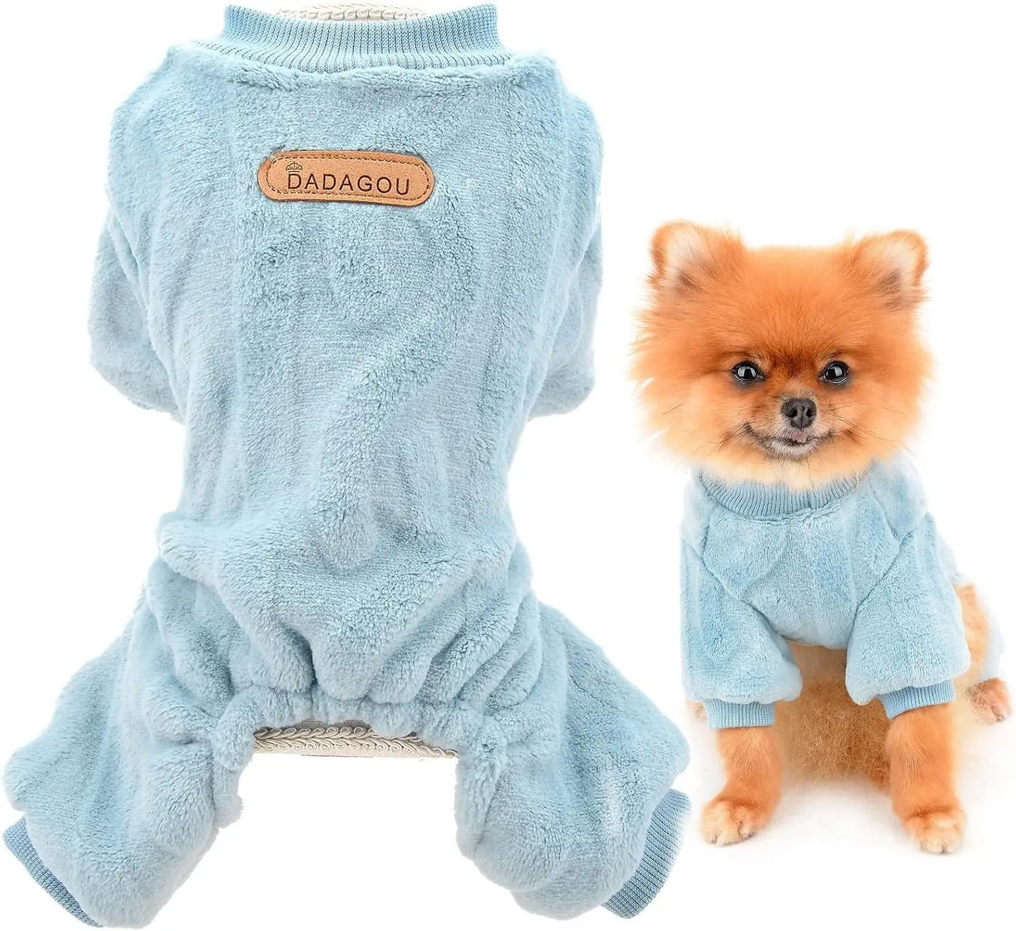 Dog Sweater Clothes Fleece Woolen Warm Sweat Shirt 4 Legs Jumpsuit Winter Pajamas Twist Print Sweater for Small Dog Medium Cat