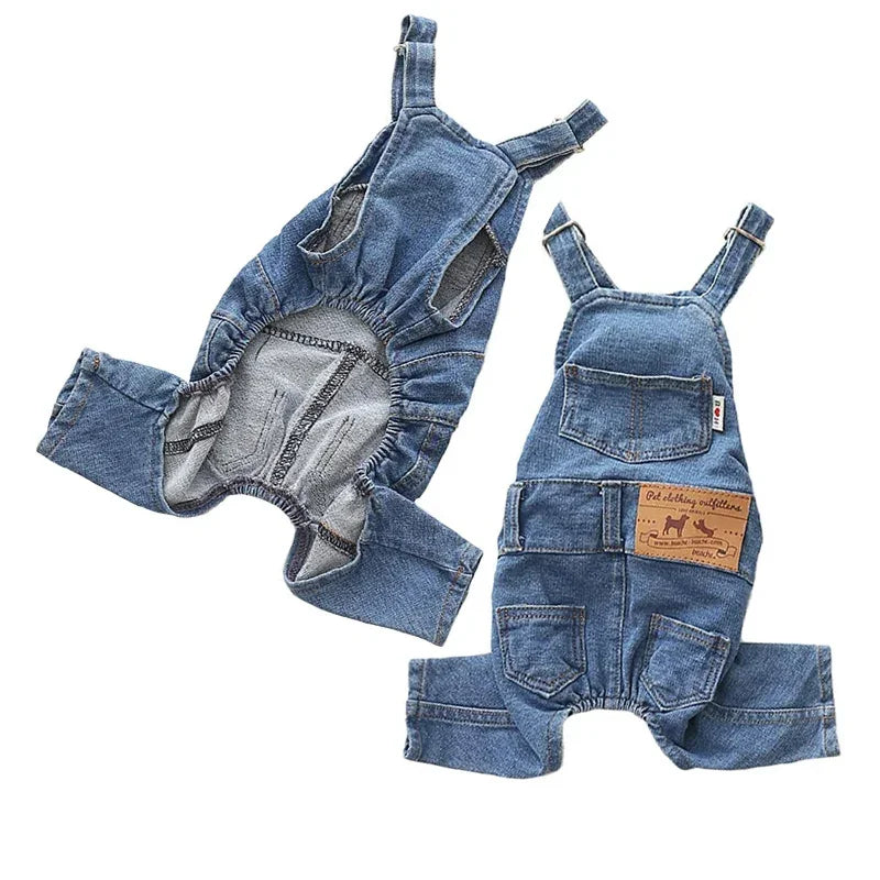 Denim Pet Overalls for French Bulldog, Jean Jumpsuit for Small and Medium Dogs, Fashion Clothes, Spring and Summer