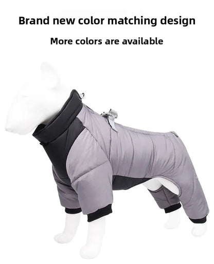New dog four-legged clothes, warm winter clothes, windproof puppy pet cotton-padded clothes, thickened dog clothes