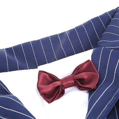 Large Dog Clothes Stripes Big Dog Coat Bowknot Tuxedo Jacket Wedding Suit Pet Clothes For Samoye Husky