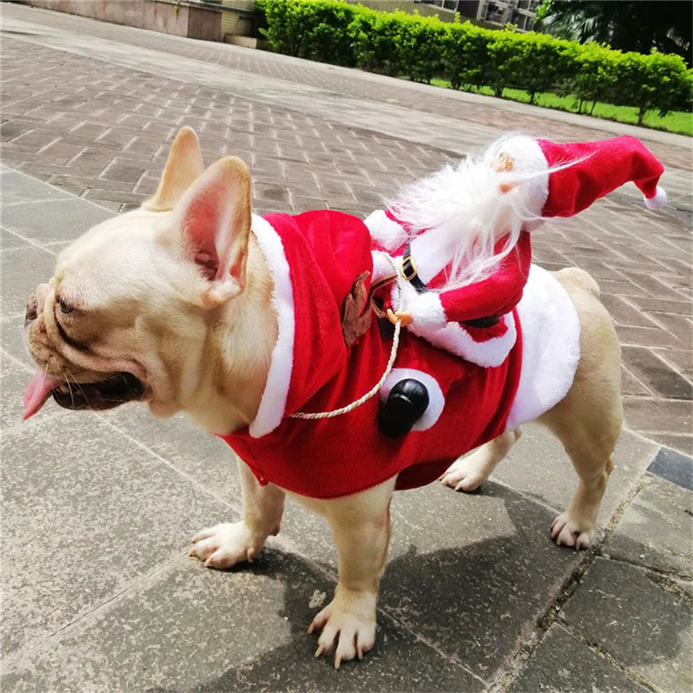 Winter Happy New Year Pet Costume Christmas Cat Dog Clothes for French Bulldog Corgi York Small Dogs And Cats Mascotas Supplies