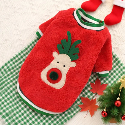 Dog Christmas Clothes Winter Warm Pet Clothes for Small Medium Dogs Elk Santa Claus Dog Cats Coat Hoodies Christmas Dogs Costume