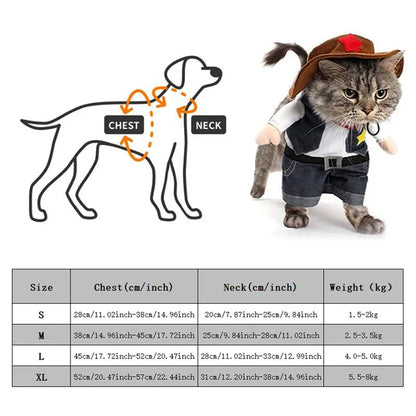 Pet Dog Cat Costume Cowboy Jeans Hoodie Shirts Halloween Costume Jumpsuit Puppy Clothes Funny Coat