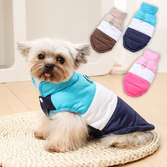 Windproof Dog Clothes  Color-blocking Puppy Coat  Winter Small Dogs Costumes Cats Clothing D-ring Yorkshire Pug Pet Outfits