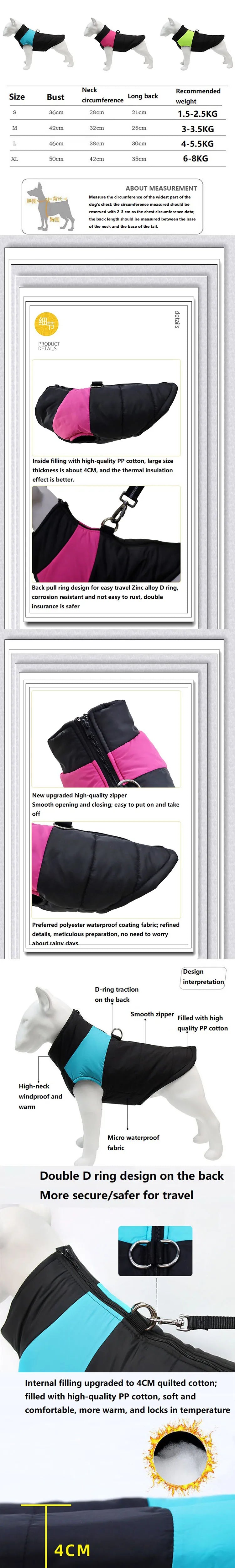 Pet Clothing Coat for Dog Jackets for Small Dogs Luxury Clothes Clothes Puppy Winter Vest Winter Jacket for Dogs