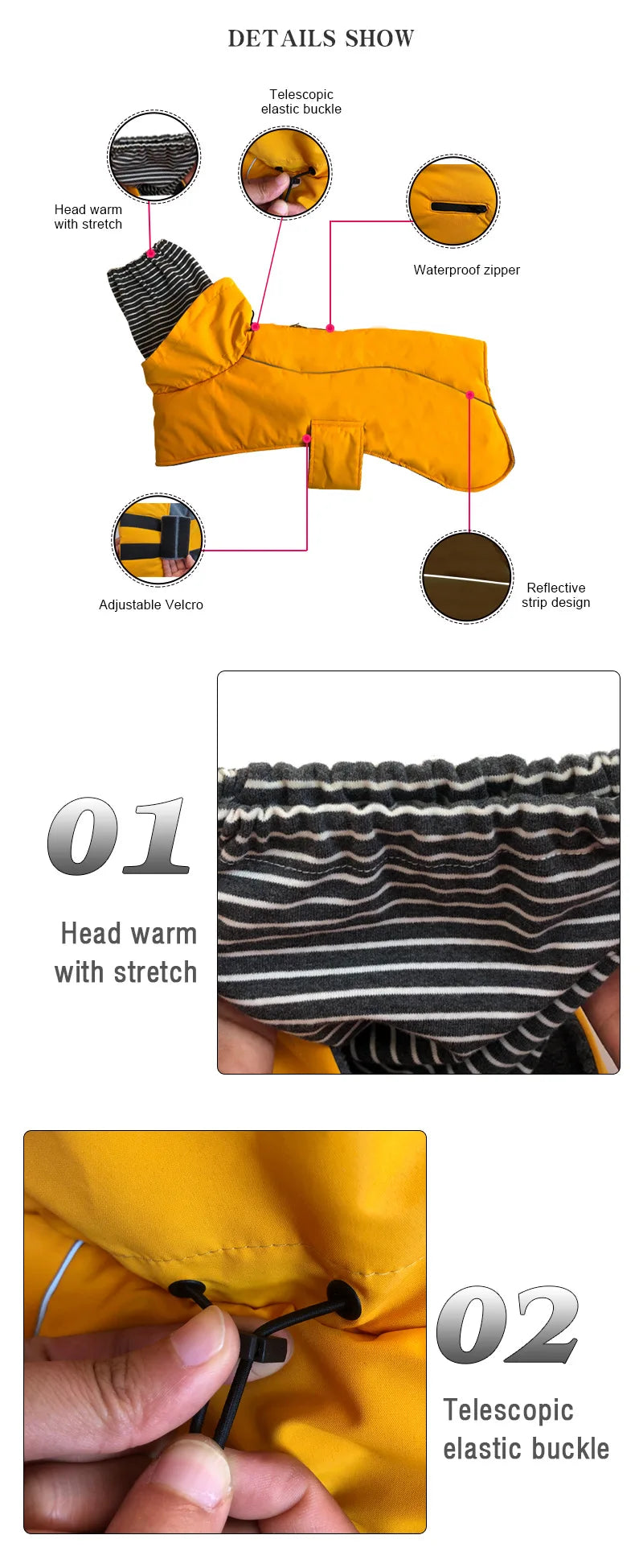 Dog Clothes Autumn and Winter Clothes Medium-sized Large Dog Pet Double Collar Warm Water-repellent Cotton-padded Jacket Vest