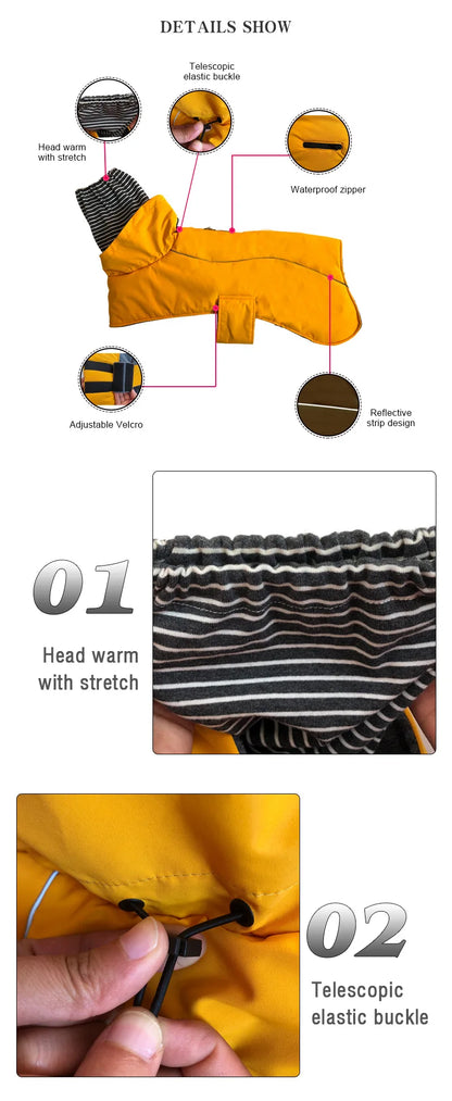 Dog Clothes Autumn and Winter Clothes Medium-sized Large Dog Pet Double Collar Warm Water-repellent Cotton-padded Jacket Vest