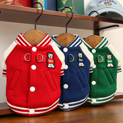 Dog clothing baseball jackets autumn/winter fleece jackets pet Teddy Shih Tzu French Bulldog Pug clothes accessories