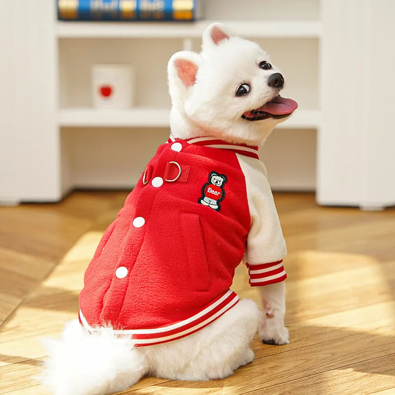 Dog clothing baseball jackets autumn/winter fleece jackets pet Teddy Shih Tzu French Bulldog Pug clothes accessories
