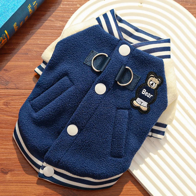 Dog clothing baseball jackets autumn/winter fleece jackets pet Teddy Shih Tzu French Bulldog Pug clothes accessories