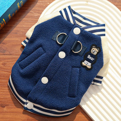 Dog clothing baseball jackets autumn/winter fleece jackets pet Teddy Shih Tzu French Bulldog Pug clothes accessories