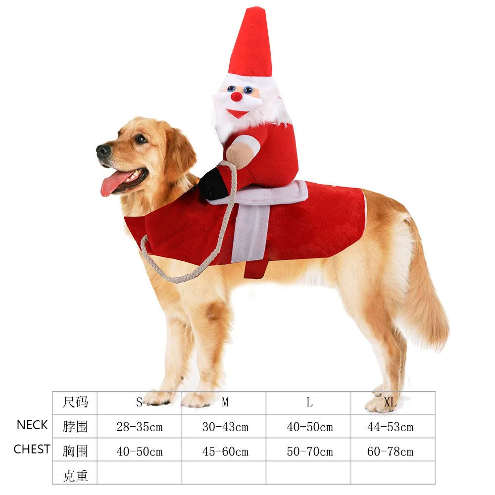 NONOR Dog Cat Christmas Costume Santa Claus Riding Pet Cosplay Clothes Christmas Party Design Spoof Clothes for Big Small Dog