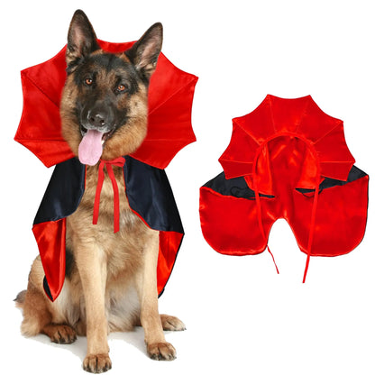 Halloween Dog Costume Vampire Devil Costume, Red and Black Vampire Cape, for Small Medium Large Pets, 1 Pack, Size L