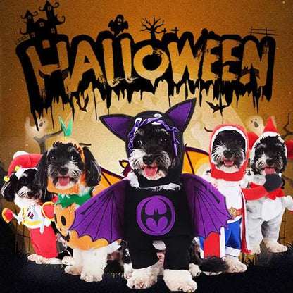 Horror Halloween Pet Costume Dog Cat Funny Party Cosplay Outfit Creative Pet Jumpsuit Suit Holiday Puppy Dress Up With Headgear
