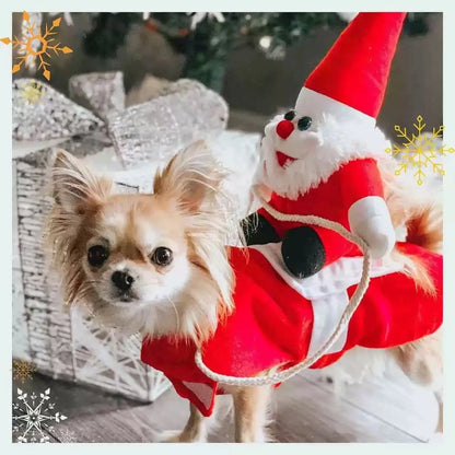 NONOR Dog Cat Christmas Costume Santa Claus Riding Pet Cosplay Clothes Christmas Party Design Spoof Clothes for Big Small Dog