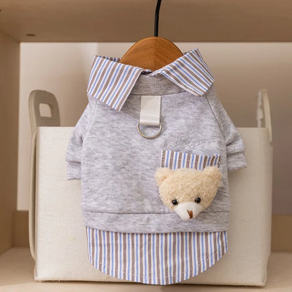 Dog Clothes 2025 Cute Bear Puppy Hoodies Autumn Winter Warm Coat Polo Shirts Cat Clothing Chihuhua Bichon Apparels Dog Pullover