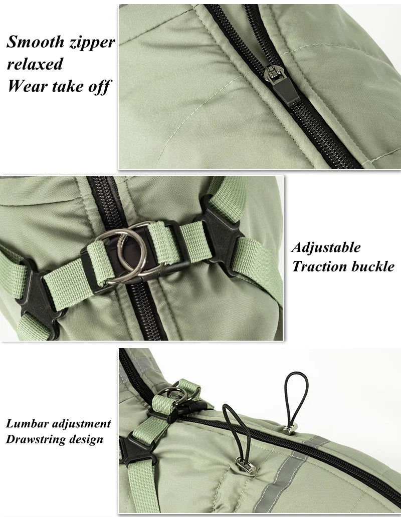 Dog Clothes Winter Warm Overalls Small Medium Dog Jumpsuit Cotton Jacket Thicken Padded Coat with Harness Adjustable Reflective