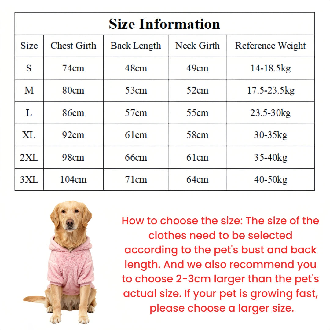 Winter Pet Dog Clothes Fleece Warm Hoodie For Medium Large Dogs Soft Dog Plush Outdoor Coat Labrador Golden Retriever Clothing