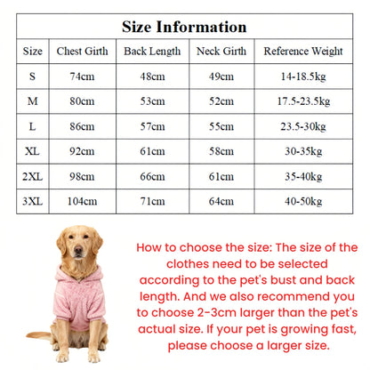 Winter Pet Dog Clothes Fleece Warm Hoodie For Medium Large Dogs Soft Dog Plush Outdoor Coat Labrador Golden Retriever Clothing