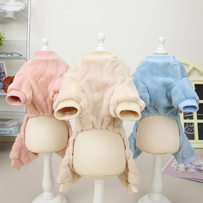Dog Sweater Clothes Fleece Woolen Warm Sweat Shirt 4 Legs Jumpsuit Winter Pajamas Twist Print Sweater for Small Dog Medium Cat