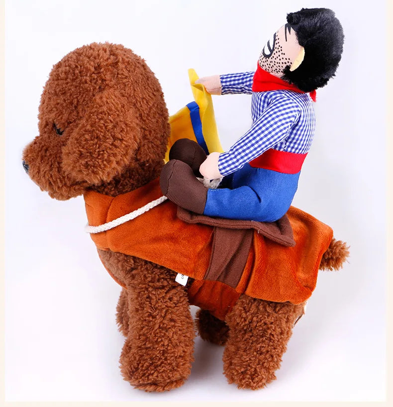 Dog fancy dress Horseback Riding Cosplay Costume Halloween Funny New Year's Dog Suit Soft Breathable Clothes Dogs Accessories