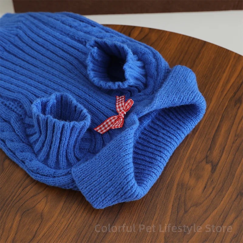 Luxury Pet Small Pet Dog Clothes Sweater Fashion Solid Fried Dough Twists Knitting Warm Comfort Clothing Sweater for Puppy