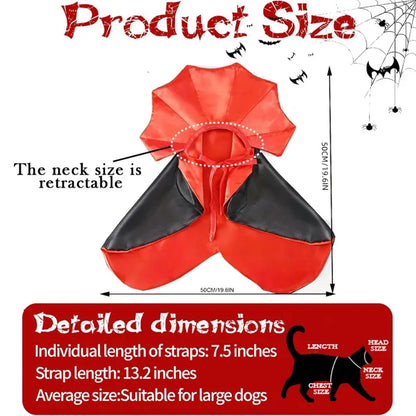 Halloween Dog Costume Vampire Devil Costume, Red and Black Vampire Cape, for Small Medium Large Pets, 1 Pack, Size L