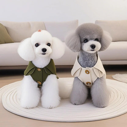 Dog Clothes For Small Dogs Pet Jacket Winter Warm Puppy Cat Coats Chihuahua French Bulldog Various Size S-XXL Green