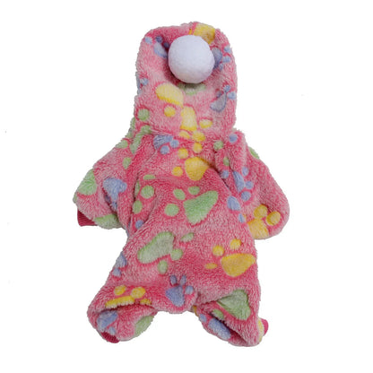 Pet Clothes Flannel Dog Costume Dog Cold Weather Coats Cat Apparel Soft Flannel Doggie Jumpsuit Clothes Pet Four Legged Pajamas