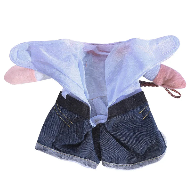Pet Dog Cat Costume Cowboy Jeans Hoodie Shirts Halloween Costume Jumpsuit Puppy Clothes Funny Coat