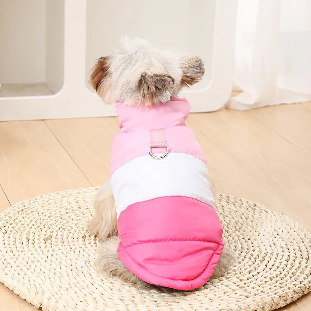 Windproof Dog Clothes  Color-blocking Puppy Coat  Winter Small Dogs Costumes Cats Clothing D-ring Yorkshire Pug Pet Outfits