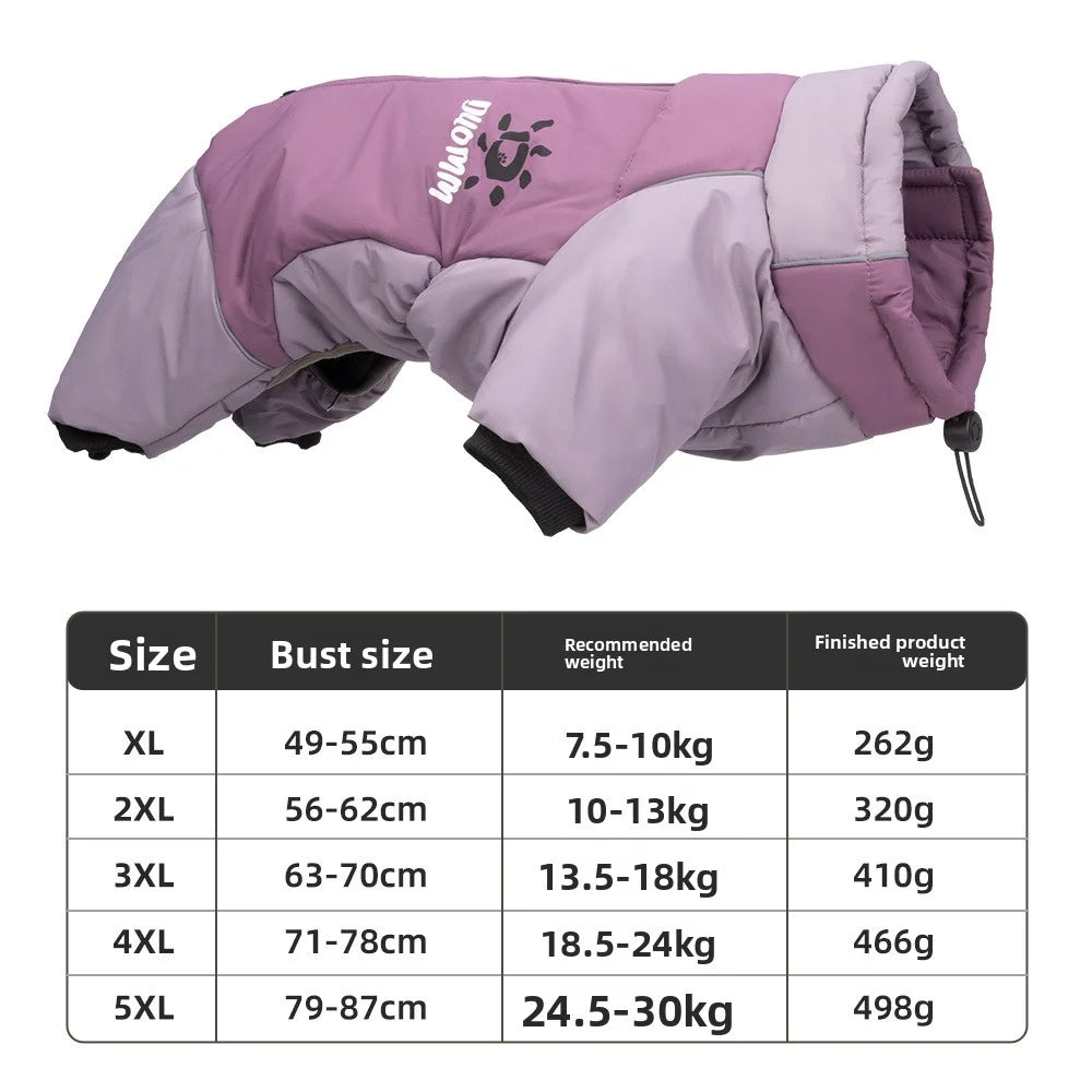 2025 New Winter style dog clothes outdoor large  four-legged clothes big windbreaker cold-proof warm fashion pet clothing