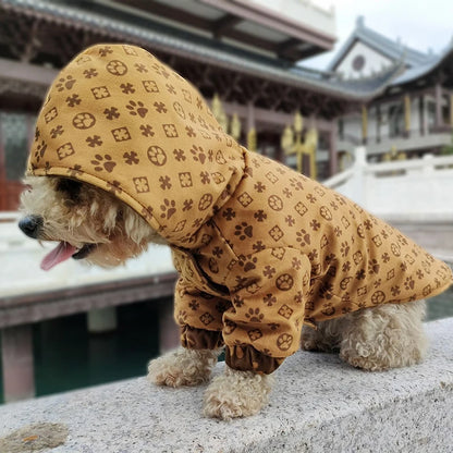 Winter Pet Clothes Warm Cotton Clothing For Puppies Small Medium Fat Dogs Coats Dog Paw Prints Double-Sided Wearable Pet Jackets