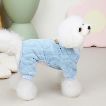 Dog Sweater Clothes Fleece Woolen Warm Sweat Shirt 4 Legs Jumpsuit Winter Pajamas Twist Print Sweater for Small Dog Medium Cat