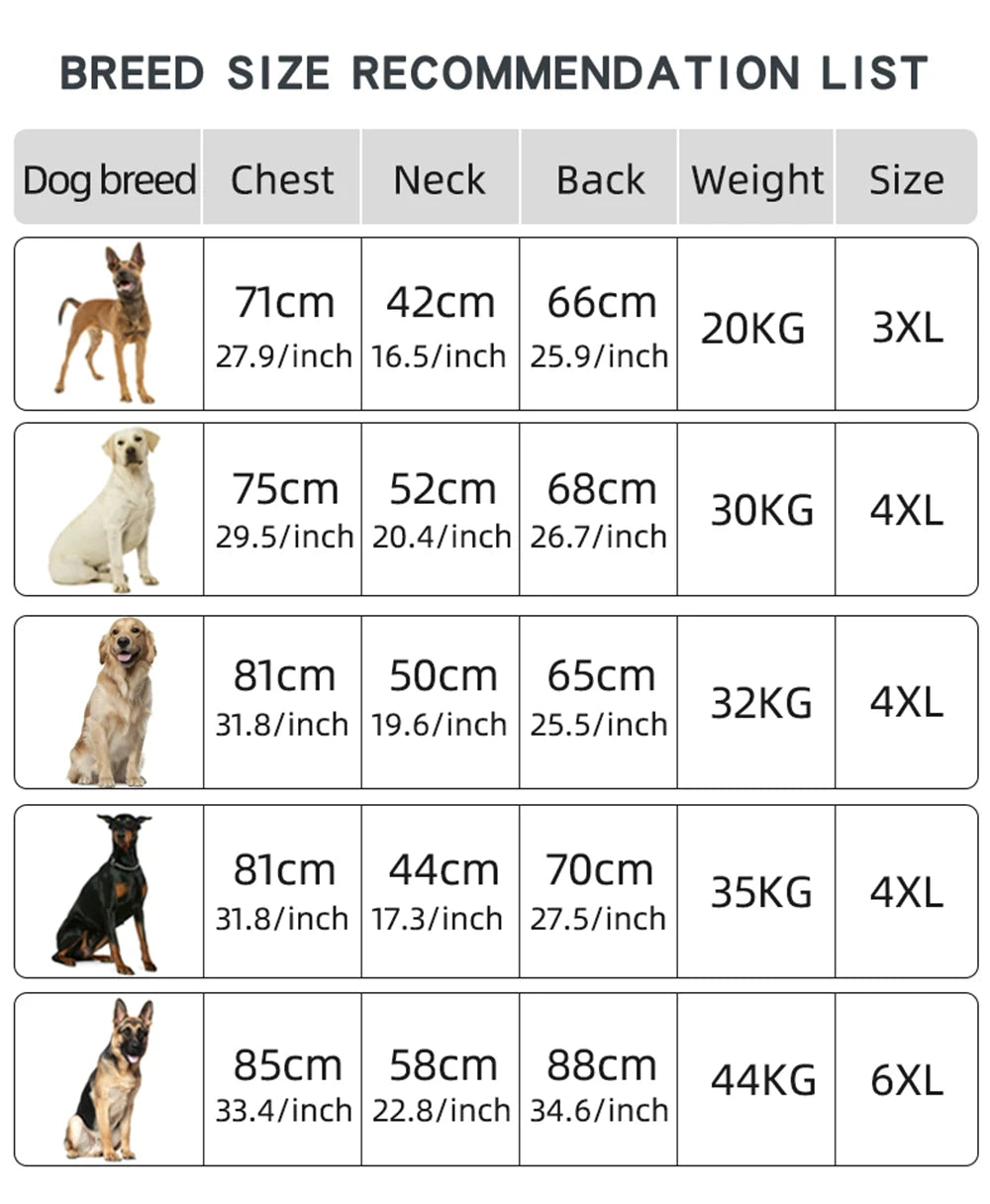 Winter Warm Dog Clothes For Medium Large Dogs Reflective Windproof Pet Thicken Down Jacket Labrador French Bulldog Coat Outfits